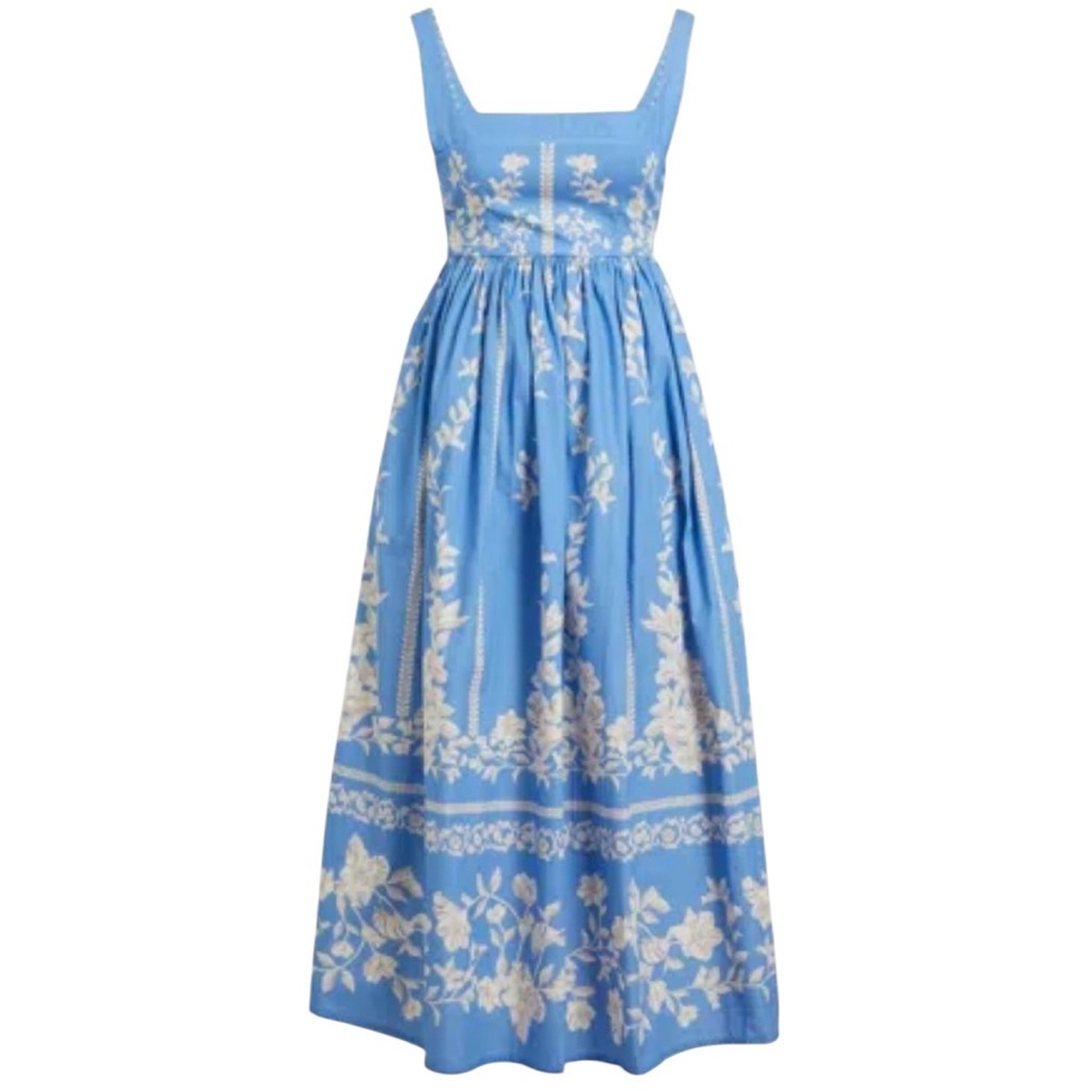 NEW AGUA x AGUA BENDITA Barbara Madera Midi Dress. Color: Blue. Size: XS. NWT